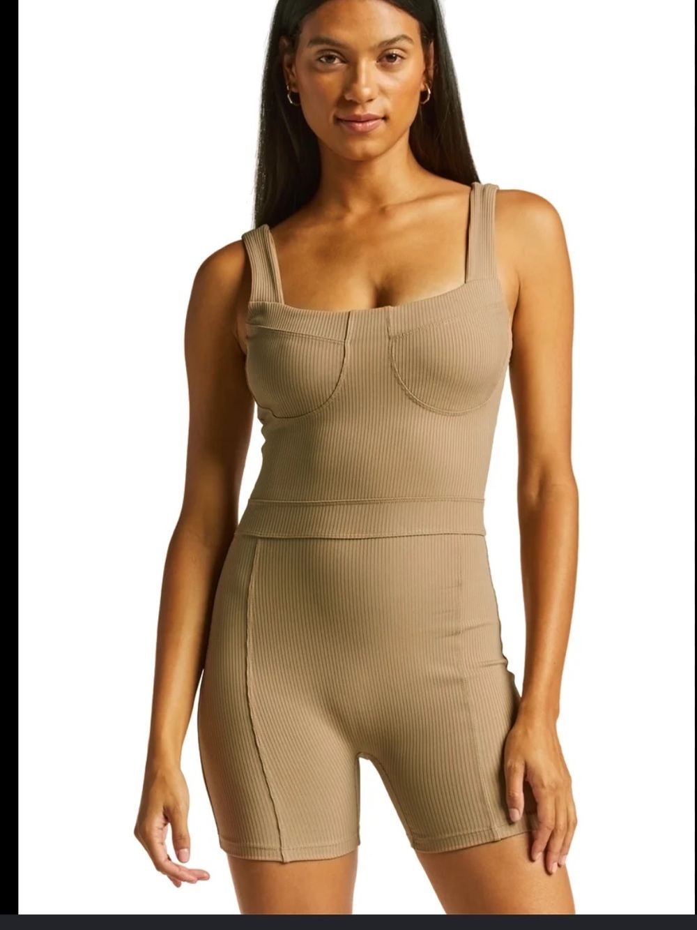 Year of Ours Ribbed Anderson Onesie in Caribou Brown. Size Large. Retail $155